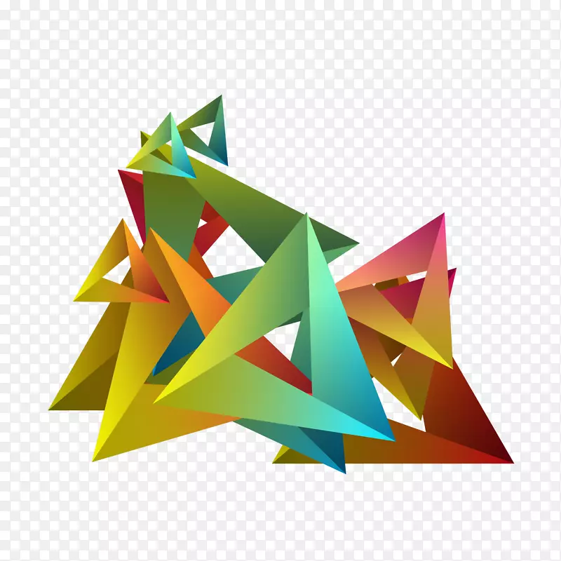 三角形三维空间几何形状png网络图