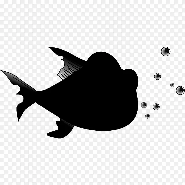 黑白鱼夹艺术剪影