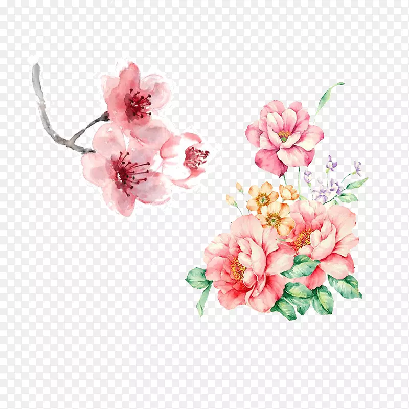 花卉设计png图片花水彩画剪贴画