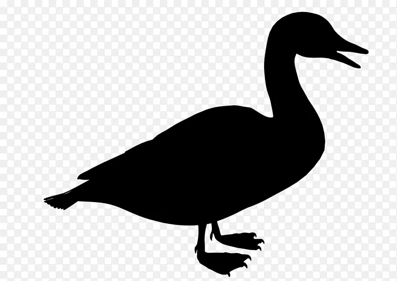 鸭黑白剪贴画动物轮廓