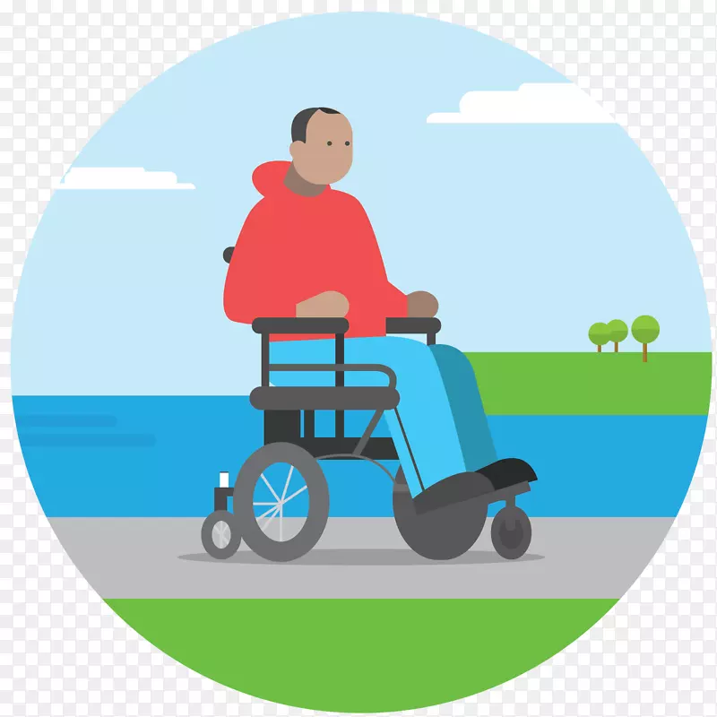 机动轮椅剪贴画保险插画-轮椅
