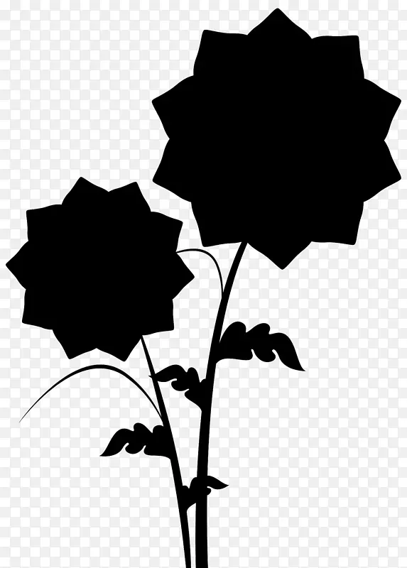 玫瑰家族黑白剪贴画花