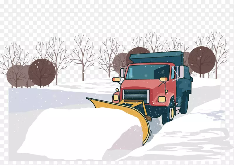 雪犁图形剪辑艺术图像-雪