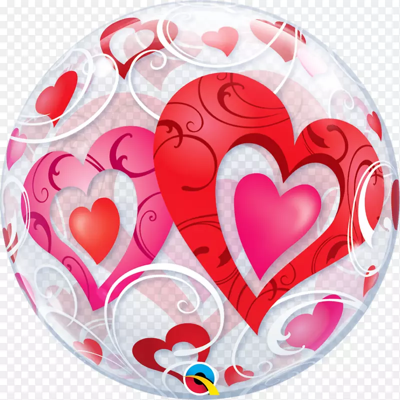 Qualatex Deco泡泡透明气球情人节心脏气球