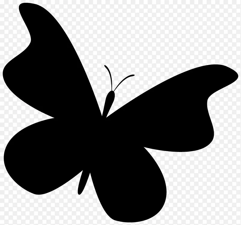 毛茸茸的蝴蝶黑白剪贴画剪影叶