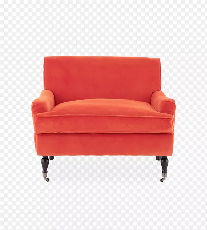 天鹅绒椅，脚凳，橙色沙发椅