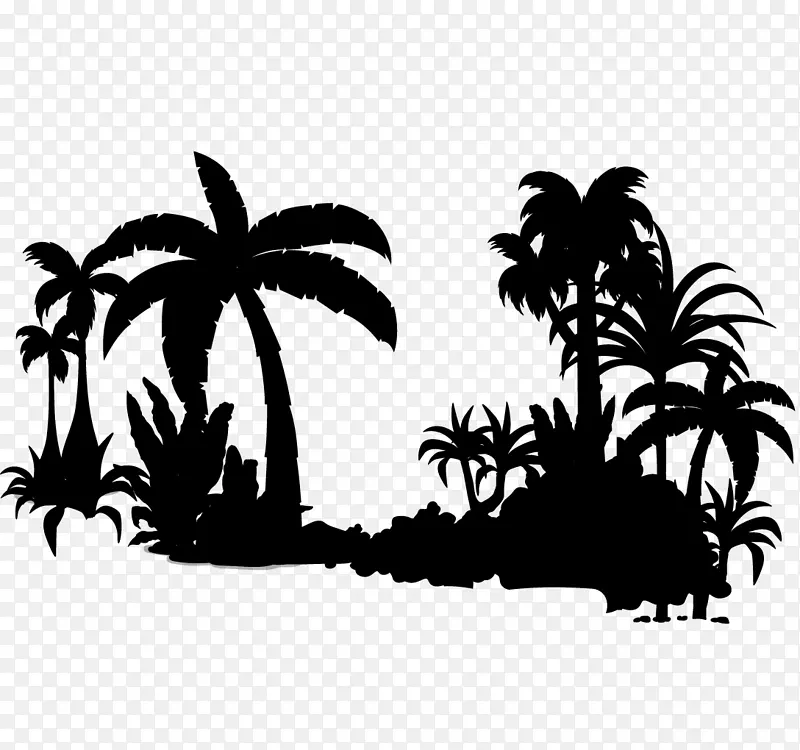 棕榈树黑白剪贴画桌面壁纸剪影