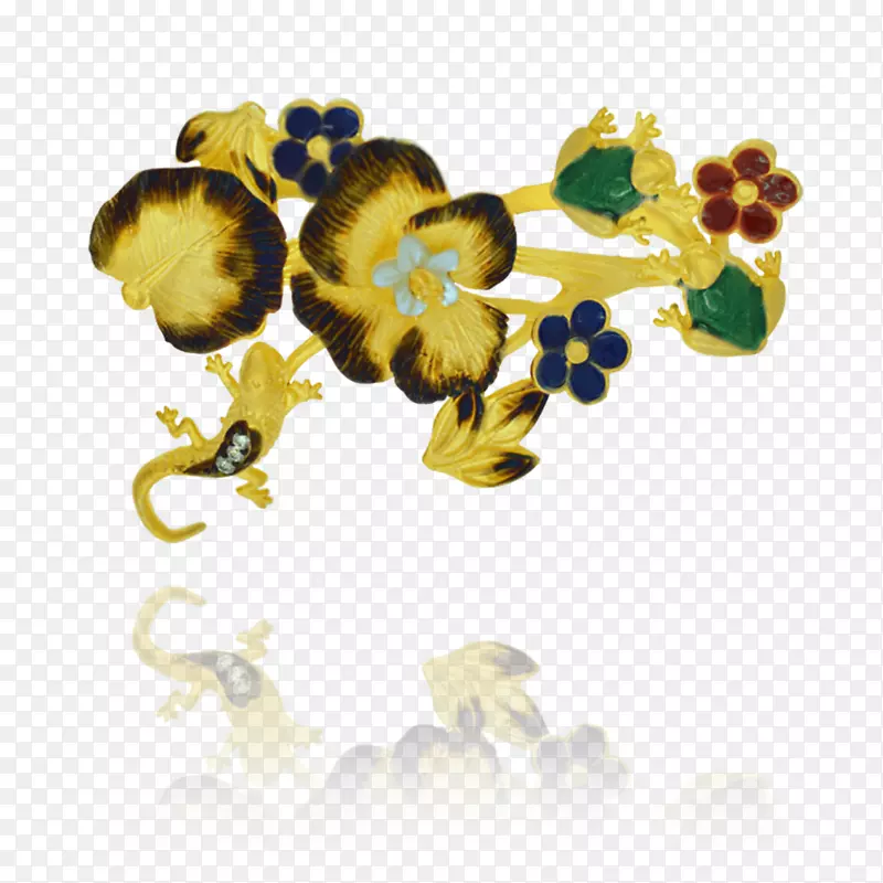 戒指首饰玻璃搪瓷夹艺术花-黄腿青蛙卡通