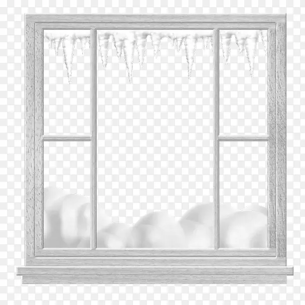 窗口黑白长方形相框-圣诞节