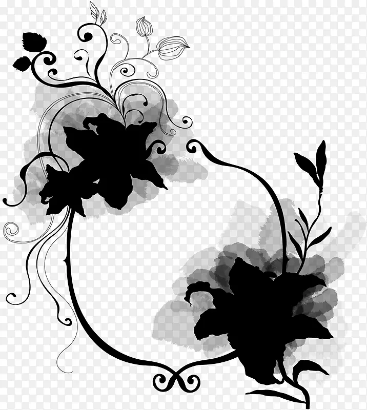 花卉设计视觉艺术黑白平面设计插图