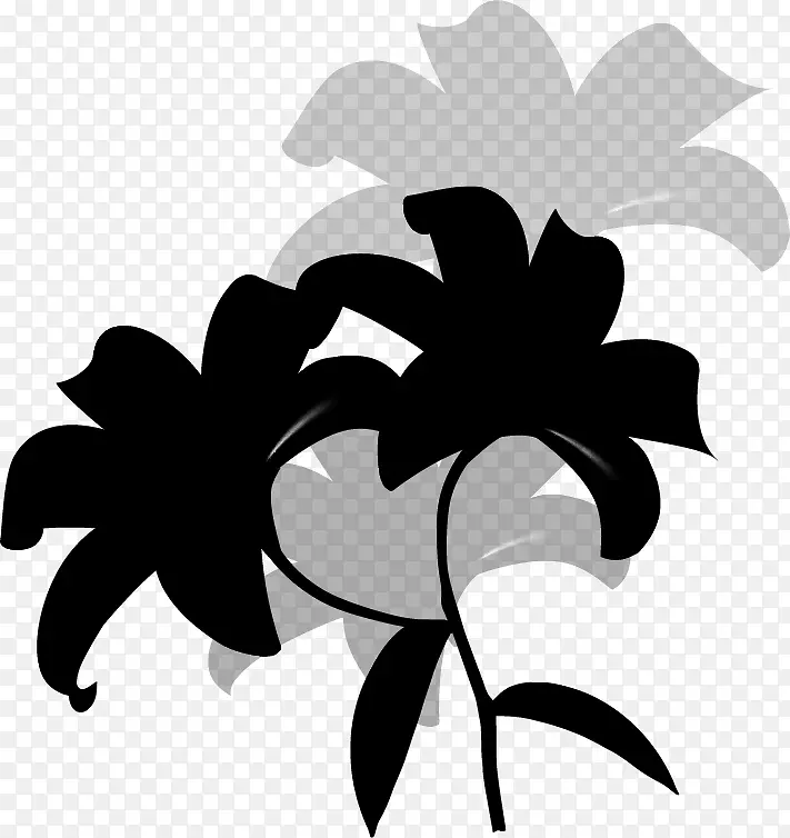 花瓣剪贴画黑白叶花图案