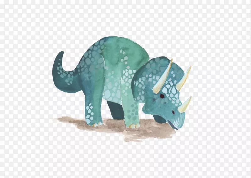 恐龙雕像，大象，曼穆斯原始人-蛋糕画