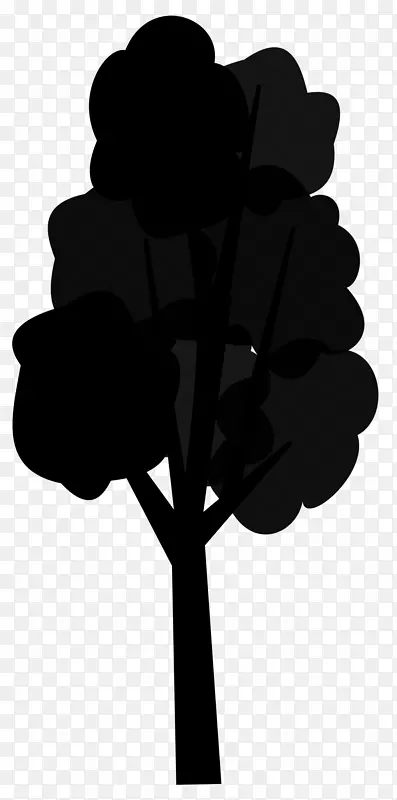 黑白-m叶轮廓字体树