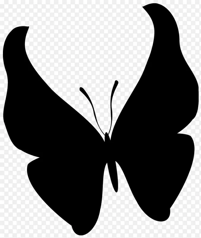 毛茸茸的蝴蝶剪贴画黑色剪影线