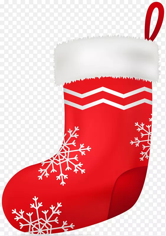 圣诞老人圣诞长统袜png图片圣诞日圣诞装饰品-雪花PNG免费剪贴画