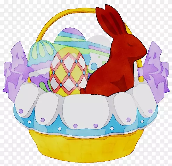 食品礼品篮复活节彩蛋夹艺术插图