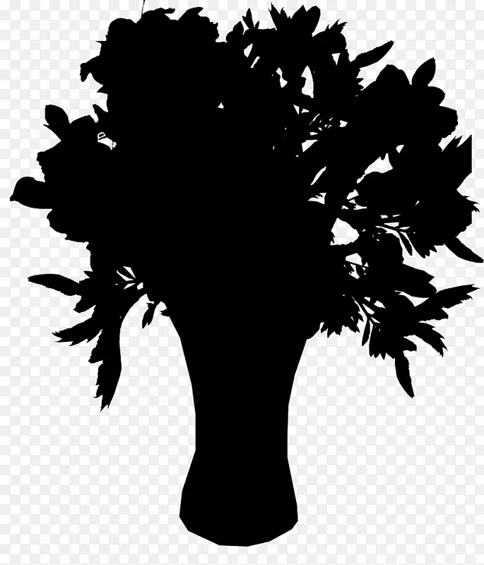 黑色剪影字体开花植物