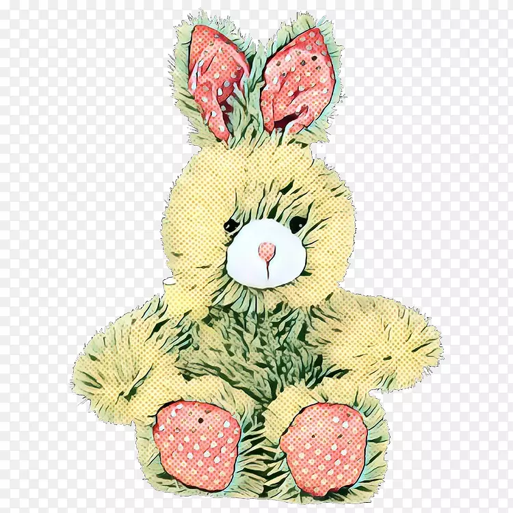 复活节兔子毛绒玩具和可爱的玩具水果