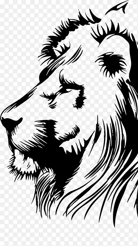 狮子剪贴画png图片图像插图-狮子剪影狮头