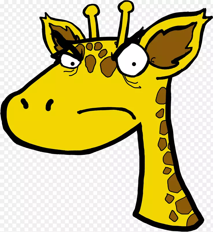剪贴画卡通愤怒插图婴儿长颈鹿-长颈鹿卡通PNG透明