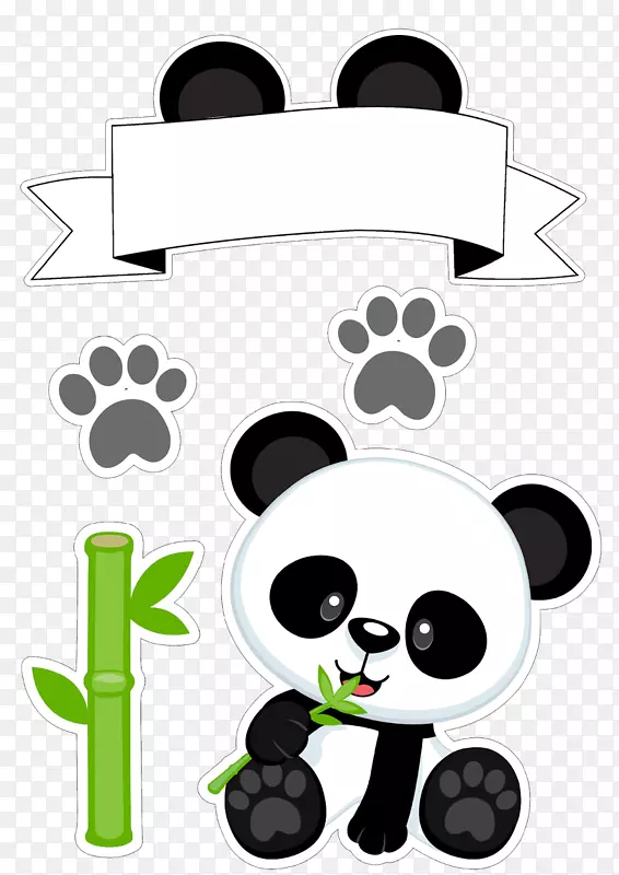 大熊猫熊形象可爱剪贴画-糖果条夹熊猫