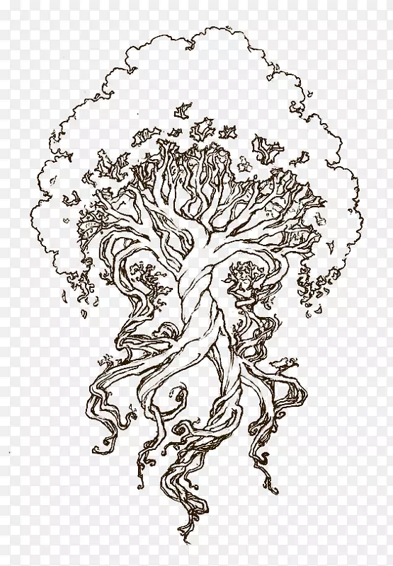 Yggdrasil素描-生命之树-PNG凯尔特人