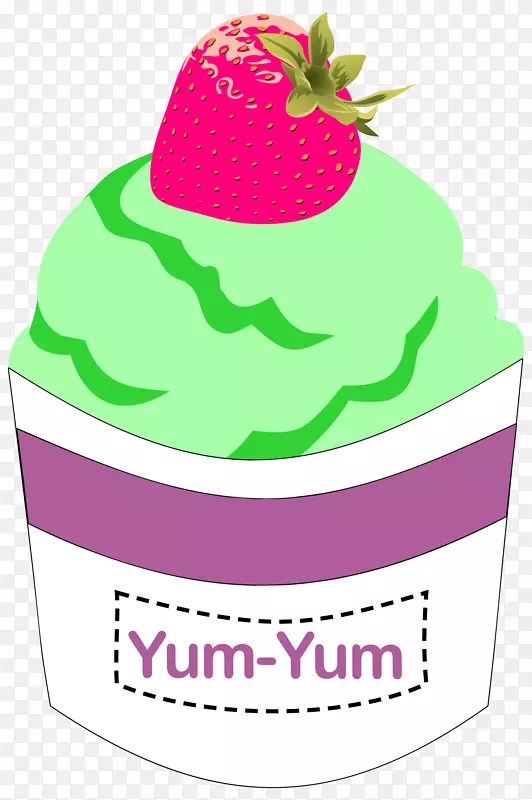 剪贴画冰淇淋锥草莓图形冰淇淋剪贴画PNG草莓