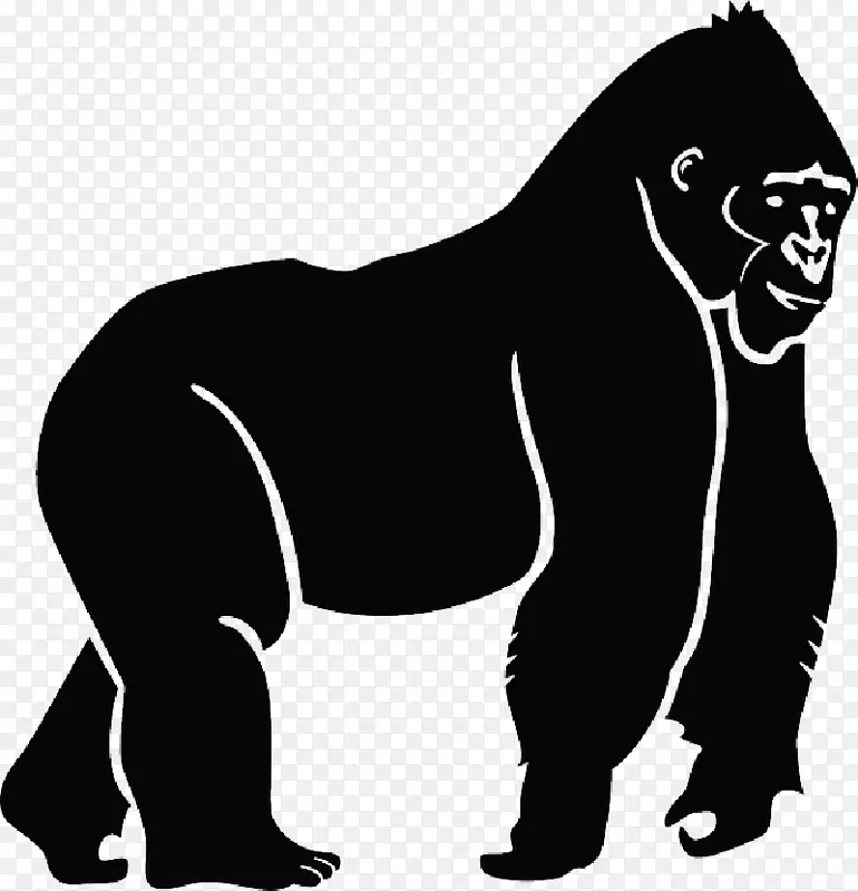 大猩猩图形剪贴画插图-大猩猩卡通