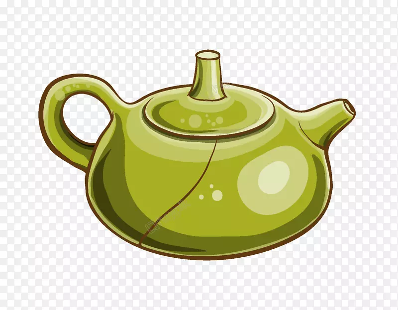 绿茶茶壶陶瓷-青葱梅森PNG茶壶