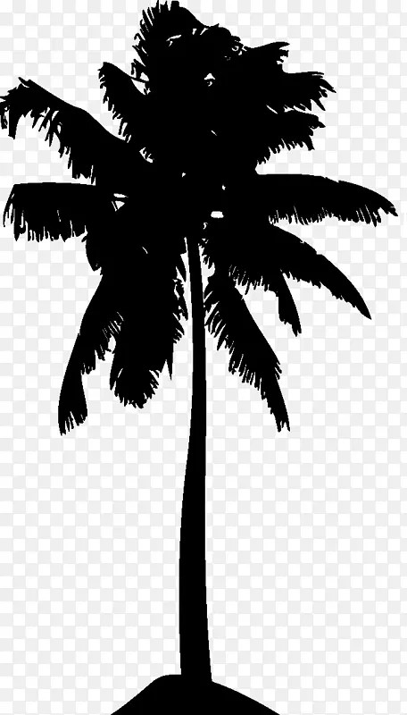 蒸汽波插画合波剪贴画-棕榈树剪影PNG黑色