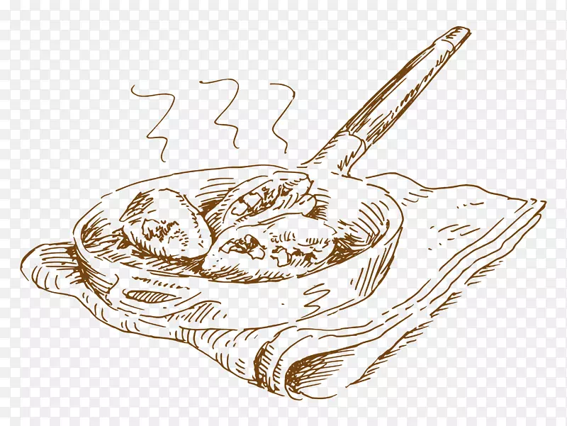 绘制图形餐厅意大利菜插图.肉素描