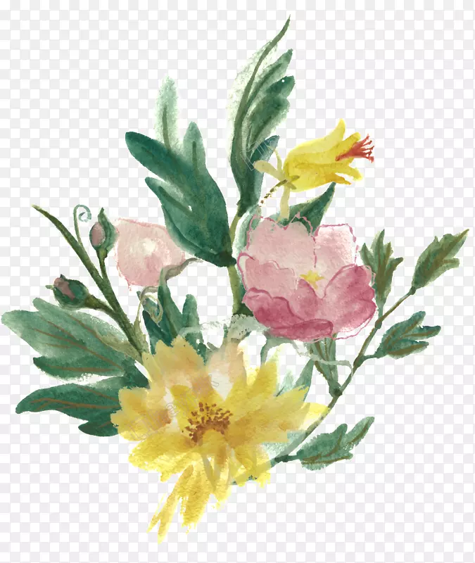 水彩画插图花卉设计形象水彩花PNG边框