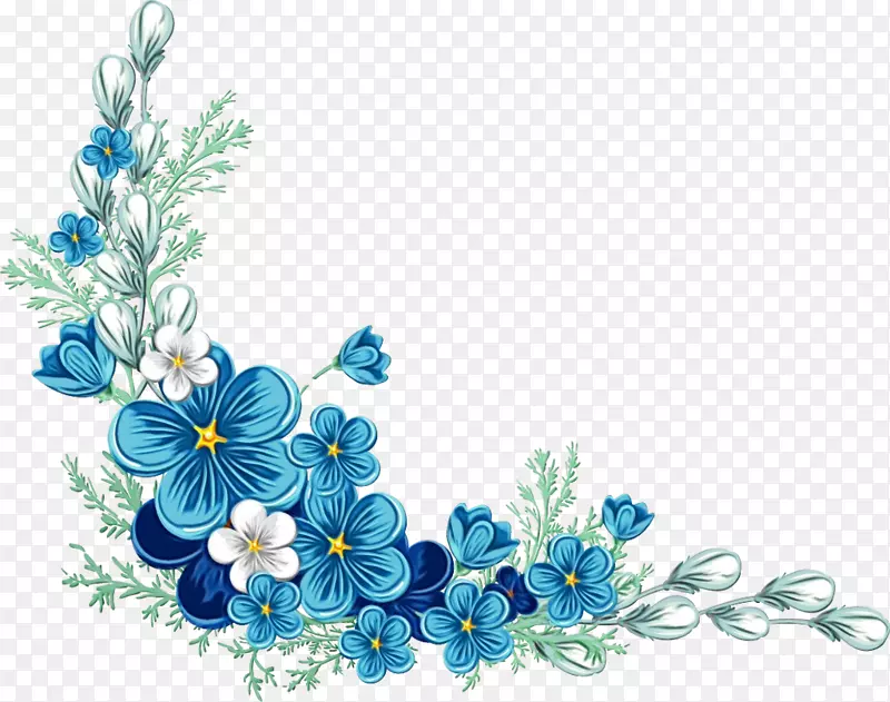 花卉设计蓝色剪贴画png图片