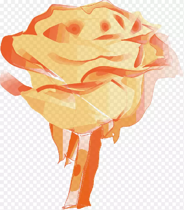 刺青玫瑰剪贴画设计图形-橙色玫瑰