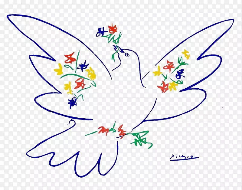 鸽子作为象征，海报艺术，绘画，和平的鸽子，蓝色
