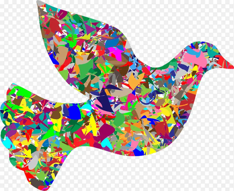 鸽子和鸽子 和平符号 线条艺术