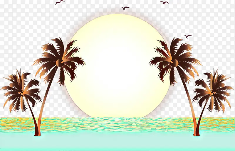 棕榈树 海滩 绘画