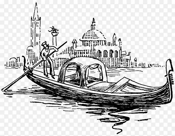 威尼斯 平底船 素描
