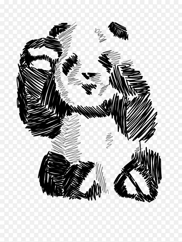 绘画 大熊猫 单色绘画