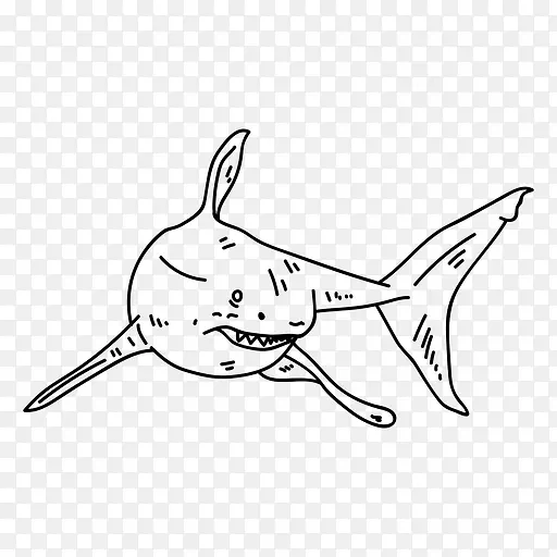鲨鱼 绘画 线条艺术