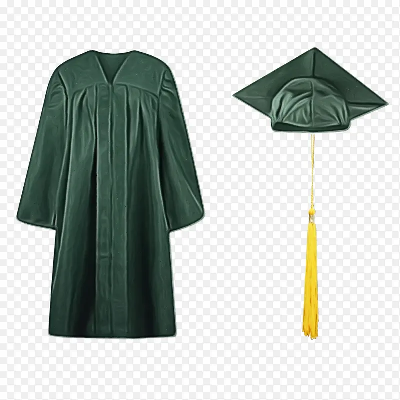 长袍 学术连衣裙 绿色