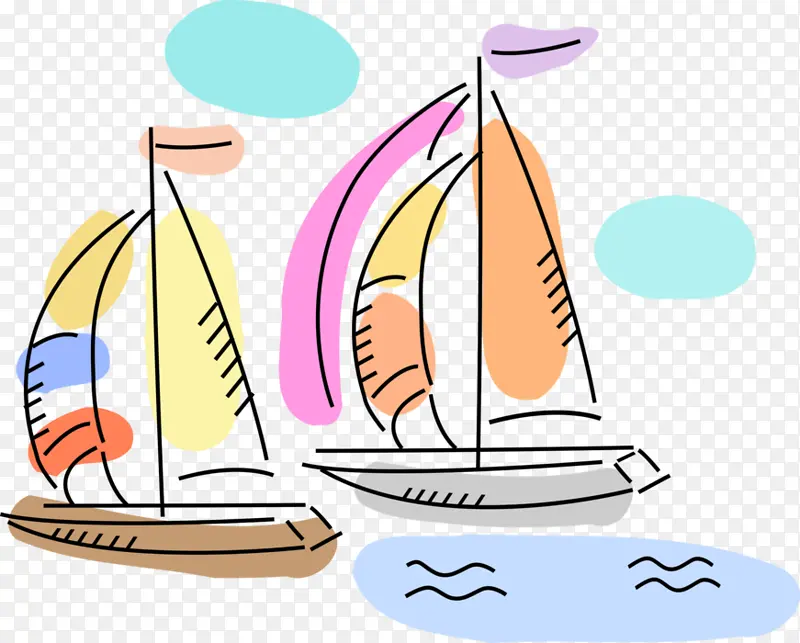 船 帆船 卡通