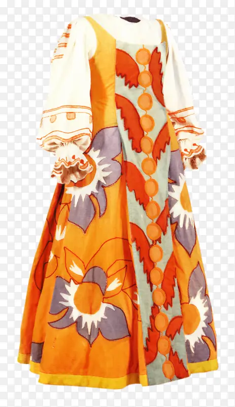 芭蕾舞剧罗素芭蕾舞金色小公鸡服装服装服装设计服装设计师历史纳塔莉亚冈沙洛娃谢尔盖迪亚吉列夫米哈伊尔拉里奥诺夫服装橙色日装连衣裙