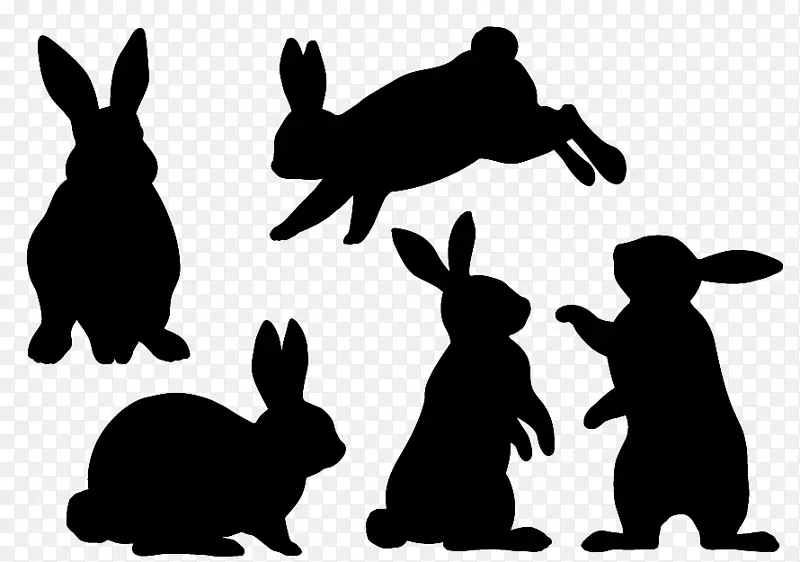 复活节兔子兔子剪影复活节