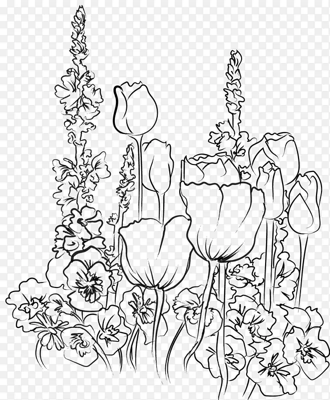 素描 线条艺术 花卉设计