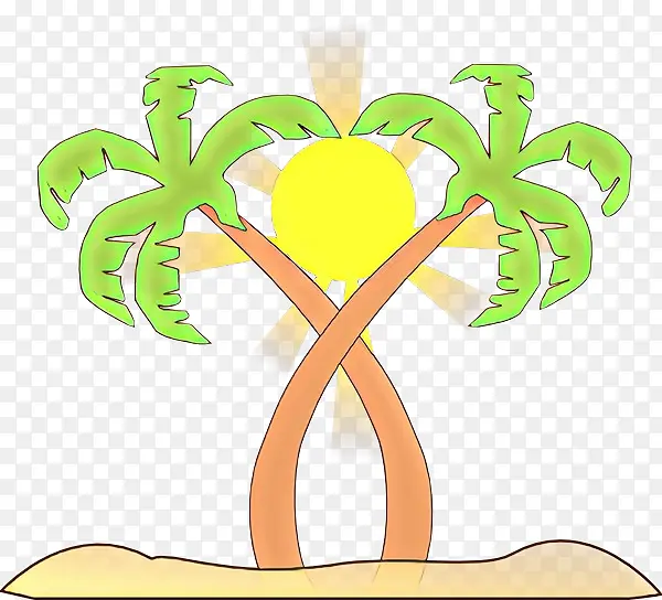 卡通 棕榈树 剪影