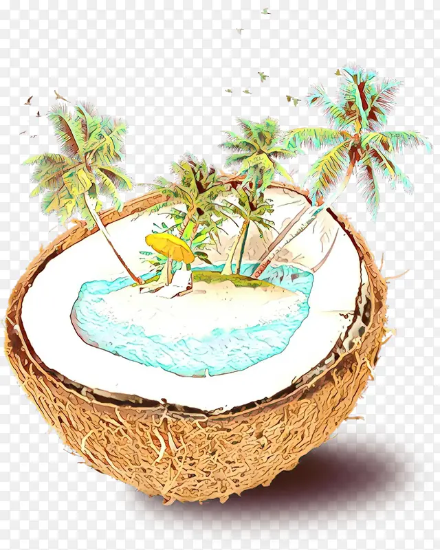 卡通 椰子 食物