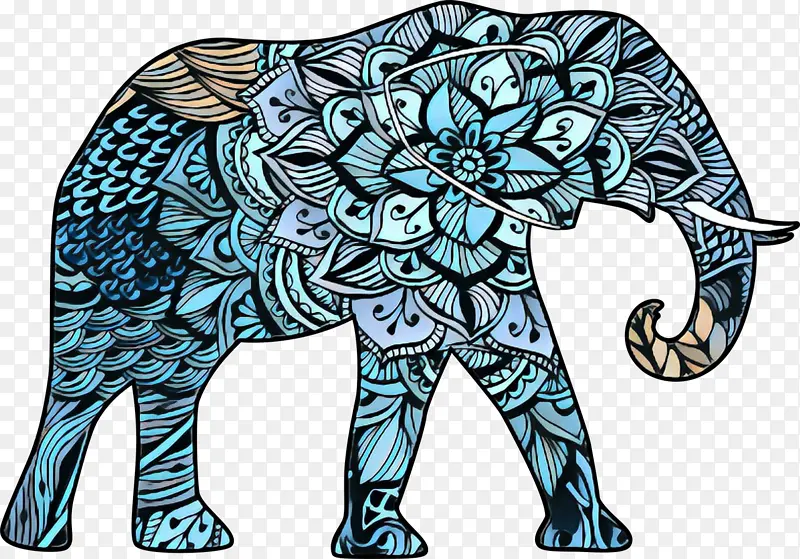 波普艺术 复古 印度大象