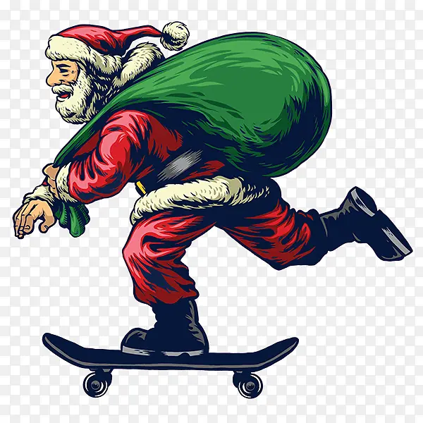 圣诞老人 滑板 踢脚板