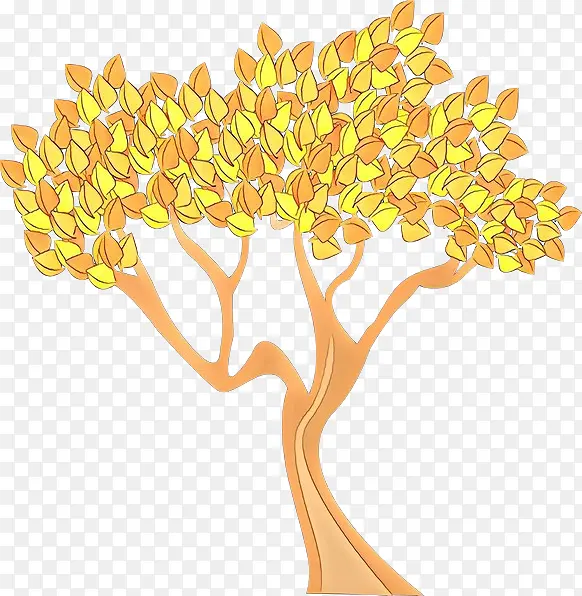 卡通 黄色 树